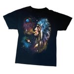 Vintage Native American chief cosmic galaxy smoke graphic short sleeve tee Black Photo 0