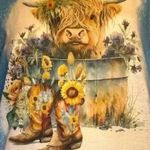 Gildan  Cow Bandana Farm Animal Highland Cow Graphics Women T-shirt Photo 1