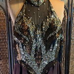 Vintage Alyce Designs Elegant Black and Gold Halter Jumpsuit One Piece Size 6 Photo 0