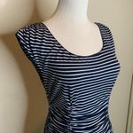 Max Studio Blue White Striped Fitted T Shirt Sz Small Photo 4
