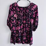 Ava & Viv  size XL/1X women's black blouse with pink floral and paisley patterns Photo 5
