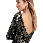 Dress the Population Lola Black Gold Sequin Velvet Long Sleeve Bodycon Dress M Photo 5