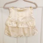 Japanese Cream Ivory Satin Soft Corset Scalloped Layered Mini Skirt White Size XS Photo 7