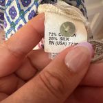 ZARA Woman Cream & Purple Floral Geometric Silk Blend High Low Shirt Dress Photo 9