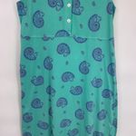 Vintage Zip Code Maxi Dress Womens Large Green Cotton Seashell Print‎ Collared Photo 2