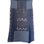 BCBGMAXAZRIA Black Crochet Paneled Sleeveless Pleated Sheath Midi Dress Size XS Photo 3