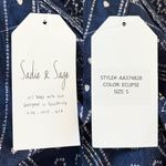 Sadie & Sage Pants Wide Leg Pants Navy Cream Small Lined Belted Boho New Blue Photo 7