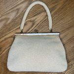 Vintage 1960s Beaded Kisslock Laura Brand Evening Bag Top Handle Ivory Clutch Photo 0