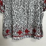 J. Jill White Embroidered Tassel Front Tie Embroidered Peasant Top, Size XL Black Photo 6