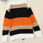 KNIT SWEATER ORANGE COLORBLOCK FLIRTY AND FUN Size M Photo 3