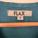 Flax  linen short-sleeve button-down shirt teal size S Photo 3