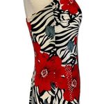Cache  Vintage Y2k Asymmetrical Floral Zebra Strapless Sequin Formal Dress Sz 7 S Photo 6