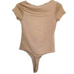 Shop Stevie Tan Soft Short Sleeve Fitted Bodysuit One Piece Medium Brown Photo 1