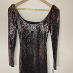 Jump NWT APPAREL Stretch Sequin Open Back Mini Dress in Espresso, Large Photo 3