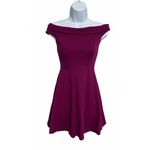 Lulus Season of Fun Off The Shoulder Mini Skater Magenta Pink Purple Dress XS Photo 1