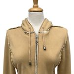 Tommy Hilfiger Y2K Hoodie Jacket Sz S Beige Sherpa Zip Up Pockets 00s Casual Photo 1