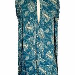 Free People Hello Lover Blue Green Tunic Top Shoulder Long Sleeves V-Neck Small Photo 8