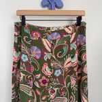 Loft 8 NEW Paisley Seamed Button Midi Skirt Slit Cut Front Green Colorful Floral Photo 2