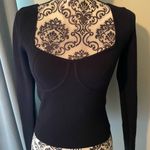 Abercrombie & Fitch Structured Long Sleeve Crop Top, Small, Black Photo 4