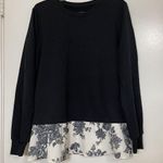 Jason Wu  black crew neck floral hem sweatshirt sweater size medium Photo 0