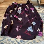 Ann Taylor purple floral blouse with front pockets (small) Photo 1