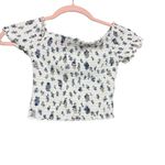 Urban Outfitters  White Blue Floral Off Shoulder Crop Top‎ Size XS stretchy Photo 2