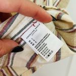 American Eagle  Men’s Striped Short Sleeve Button Up Shirt Beige Casual Cruise L Photo 3