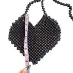 Urban Outfitters Heart Shaped Black Beaded Crossbody Bag One Size NWOT Purse Photo 2