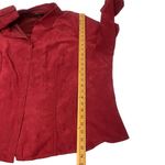 Polo AVENUE Woman’s Plus 26/28 Red Velour button down long sleeve Top Blouse Photo 9