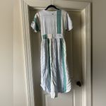 O'Neill  Ivory Multicolor Plaid Size Xs Midi Short Sleeve Dress Beauty Cotton Photo 5