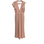 Fame and Partners  Blush Pink‎ Jumpsuit Flutter Sleeve V Neck Size 8 Wide Leg Photo 3