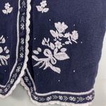 Vintage That's Me Sweater Vest Large Blue Embroidered Granny Cottagecore Prairie Photo 4