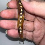 Vintage French Made Tortoise Shell With Crystal Inlay Hair Barrette Brown Photo 0