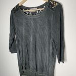 Dantelle Womens Size Large Blouse Oil Dye Lace Back Yoke Tee 3/4 Sleeve Green Photo 1