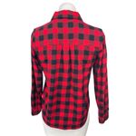 Madewell  Women's Red Black Plaid Check Flannel Half Button Down Shirt Top Sz XXS Photo 1