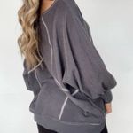 Bucketlist French Terry Relaxed Oversized Top Sweatshirts Berry Pink USA Sz M Gray Size M Photo 1