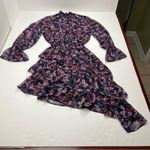 MISA Los Angeles Savanna Smocked Floral High-Neck Asymmetrical Dress SZ Medium Photo 2