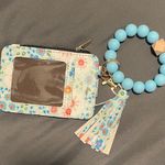 Floral Card Holder with Blue Beaded Keychain Photo 0