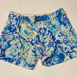 Lilly Pulitzer gold metallic salty seas Blue Pattern Women's Shorts 00 Callahan Photo 1