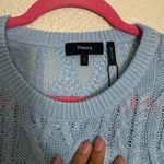 Theory  light blue Women’s linen blend Cable Knit Sweater size L NWT Photo 5