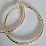 Gold Filled Tricolor Accent Hoop Earrings Photo 1