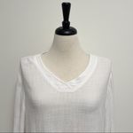 Focus Casual Life Waffle Knit V Neck Linen Blend White Size M Photo 1