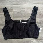 Avec Les Filles NEW  Black Purple Pinstripe Sleeveless Summer Crop Top Size L Photo 0