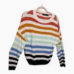 Zesica Colorful Striped Knit Sweater Cozy Casual Classic Medium White Photo 1