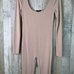 Forever 21 Medium Tan Long Sleeve Cropped Length Body/Jumpsuit with Stretch Photo 3