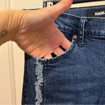 Karl Lagerfeld LIKE NEW Blue Fringe Crop Jeans Size 8 Photo 5
