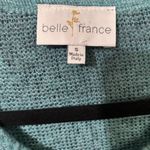 Belle France Top Small Blue Knit Lace Hem Mix Media Boho Made In Italy Blouse Photo 6