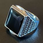 Obsidian S925 sterling silver ring size 8 Photo 2