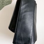 Black Croc Print Vegan Leather Tote Bag With Gold Metal Chain Strap Photo 7