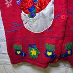 Vintage Bobbie Brooks Womens Ugly Christmas Sweater Vest Size XL Snowmen Red Photo 4